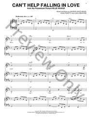 Can't Help Falling in Love piano sheet music cover